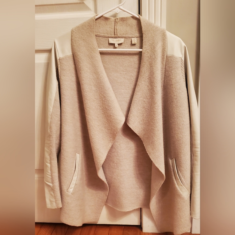 Ted Baker Hazie Boiled Wool Wrap Leather Trim - Picture 6 of 16
